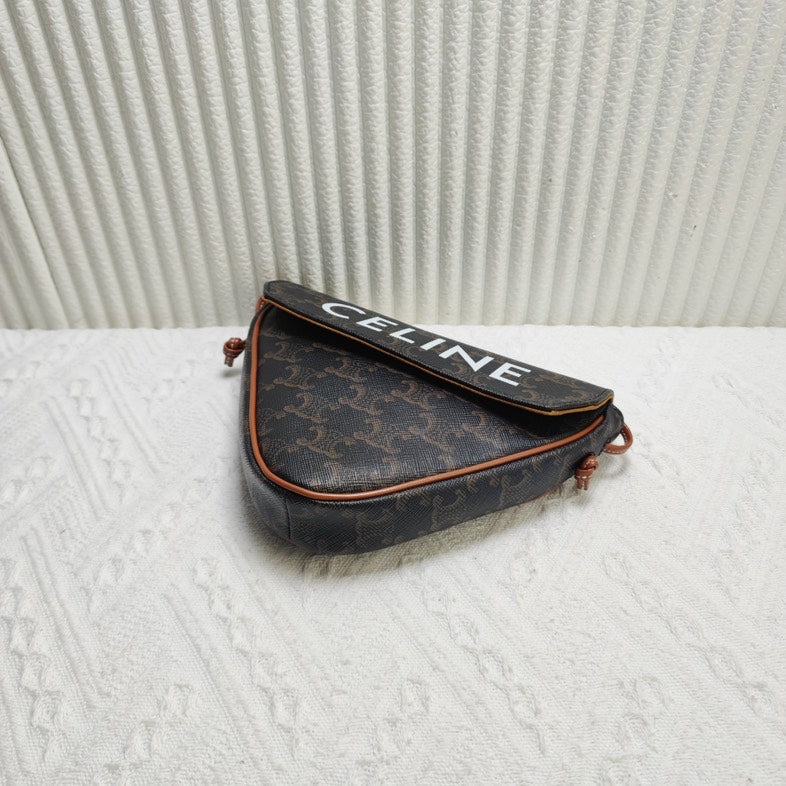 Celine Triomphe Clutch in Brown Canvas