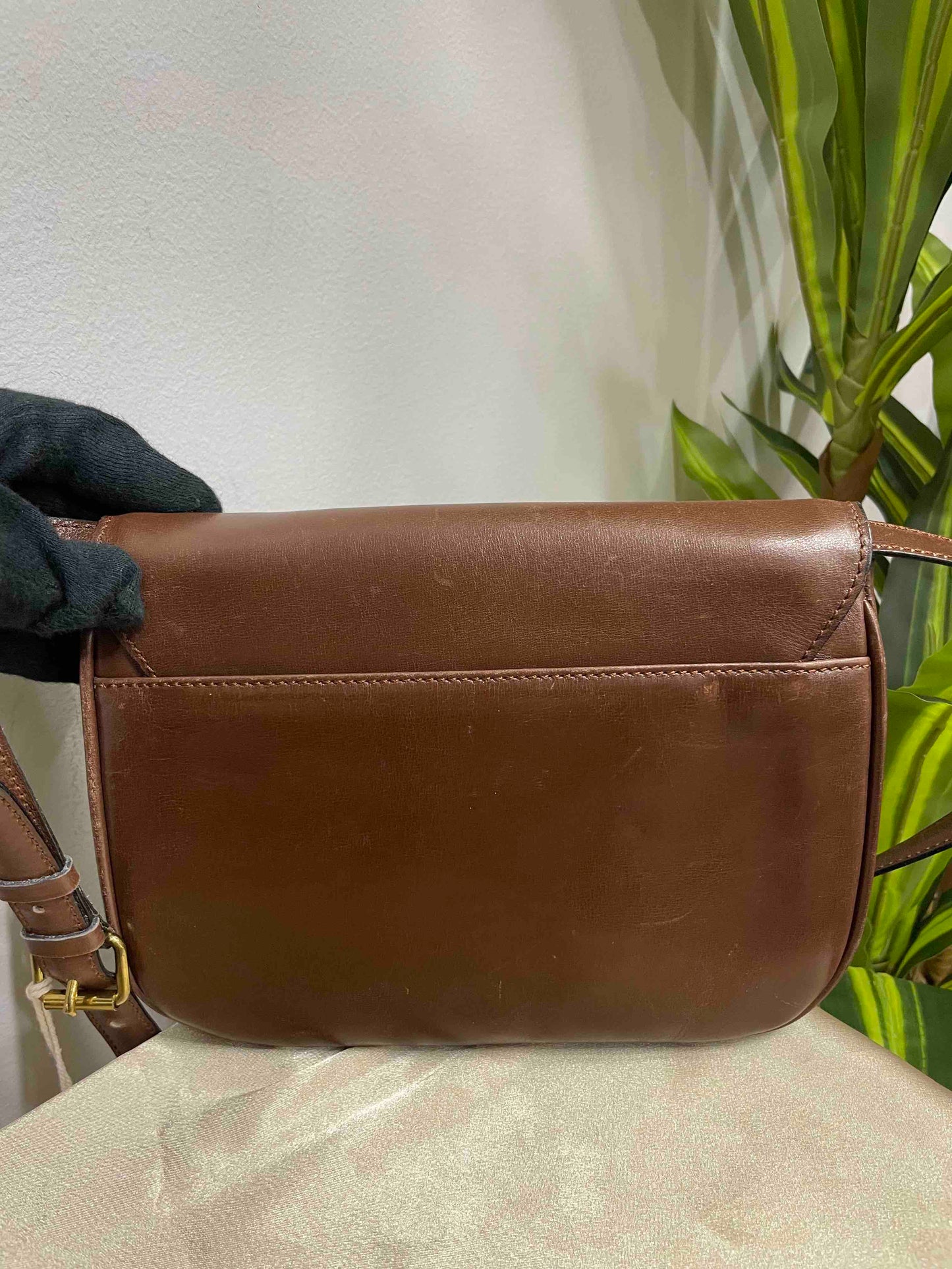Celine Vintage Shoulder Bag Brown Leather