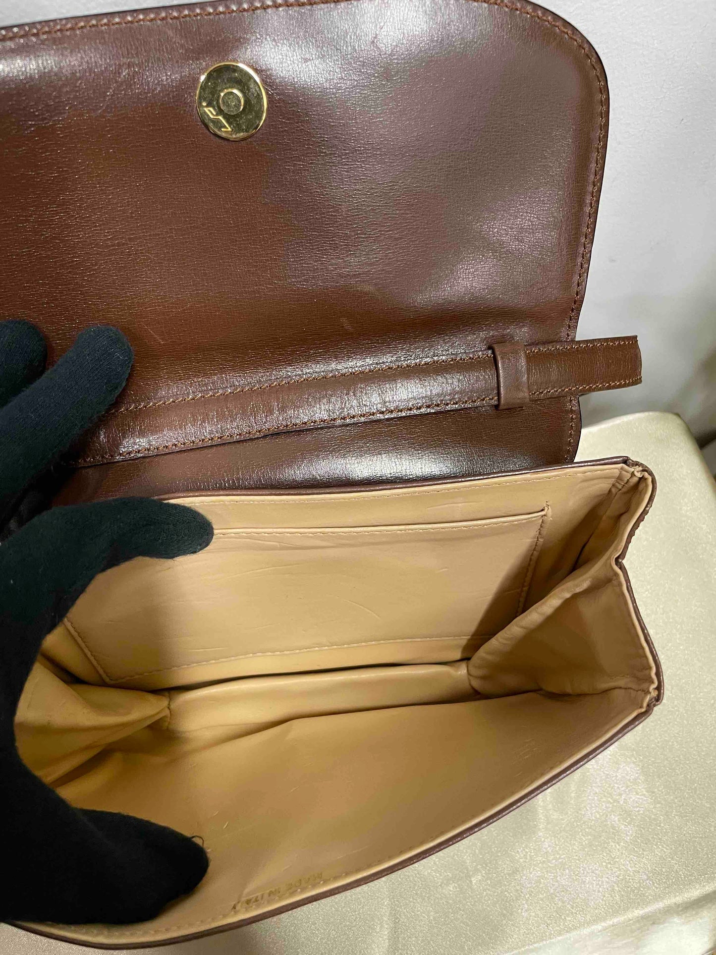 Celine Vintage Shoulder Bag Brown Leather