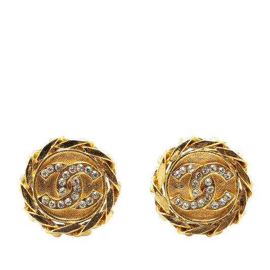 Chanel Vintage Coco Mark Chain Earrings Gold