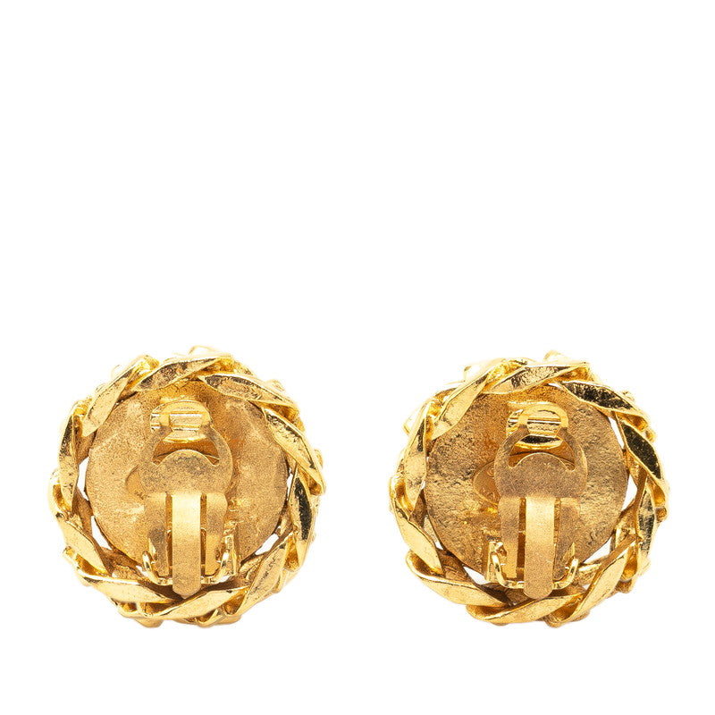 Chanel Vintage Coco Mark Chain Earrings Gold