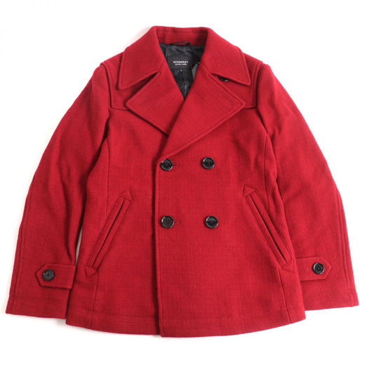 Burberry Black Label Wool Pea Coat Red M