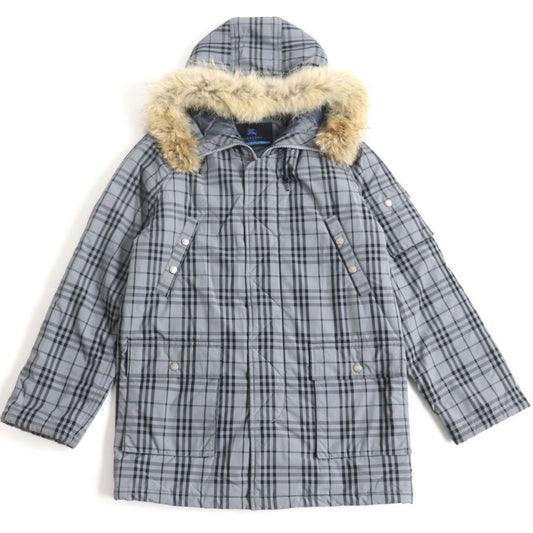 Burberry Blue Label Check Coyote Fur Coat M