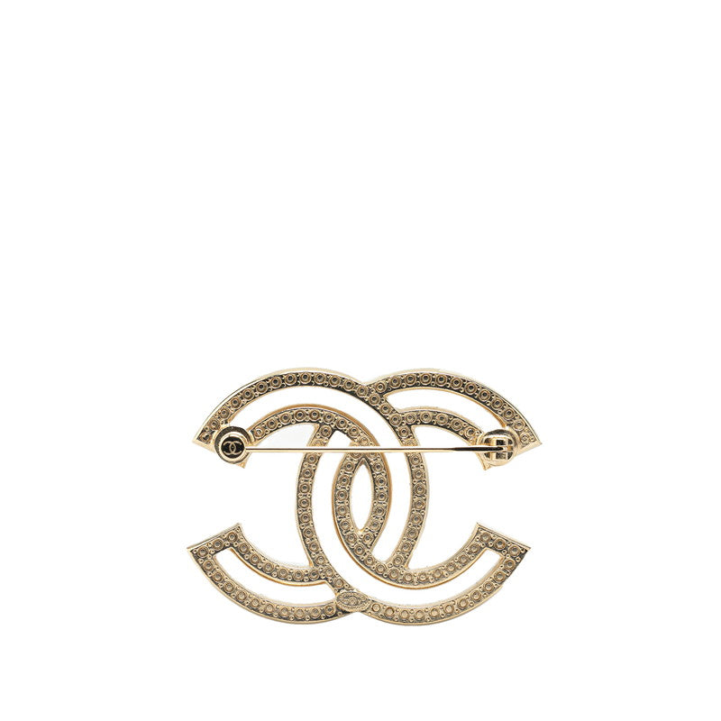 Chanel Coco Mark Rhinestone Brooch Gold