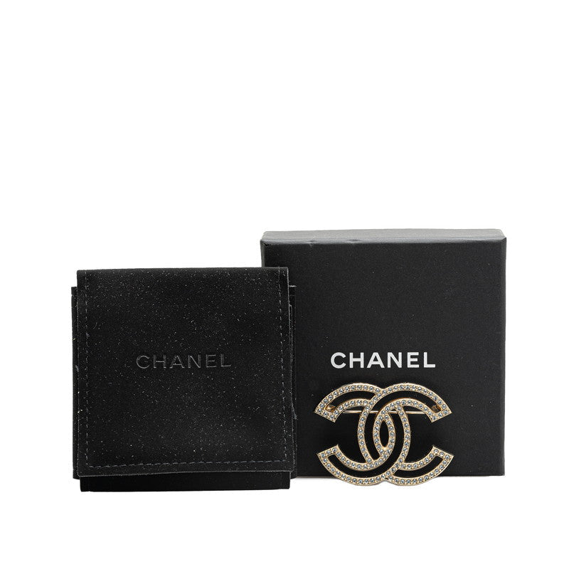 Chanel Coco Mark Rhinestone Brooch Gold