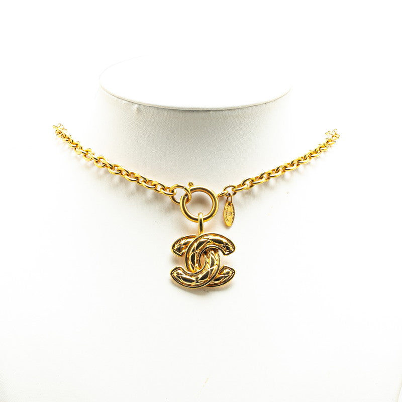 Chanel Coco Mark Matelasse Necklace Gold