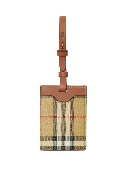 Burberry Women Check Motif Leather Luggage Tag