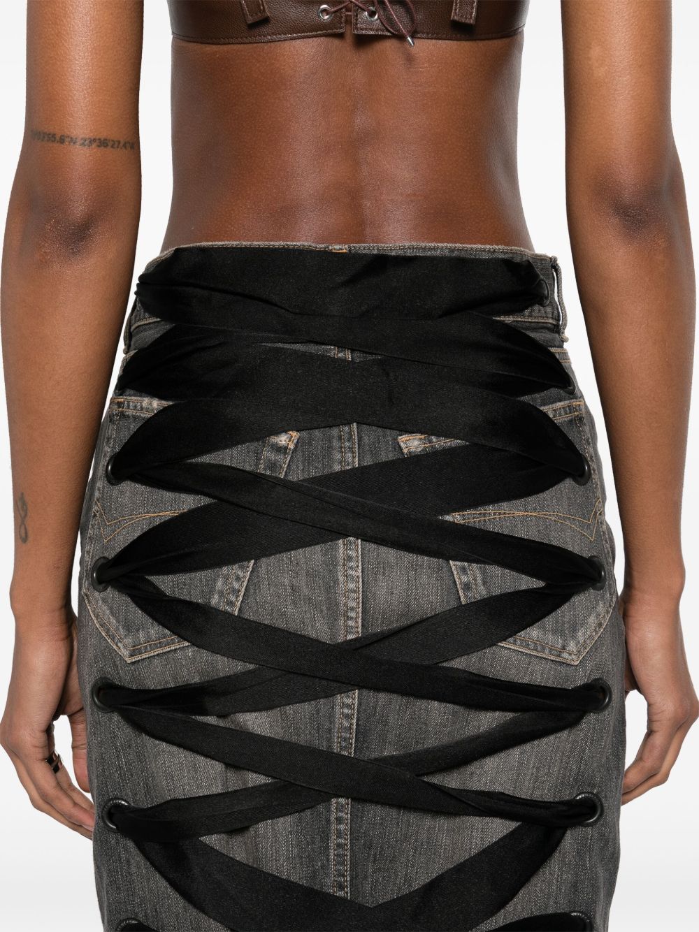 Balenciaga Women Lace-Up Denim Skirt