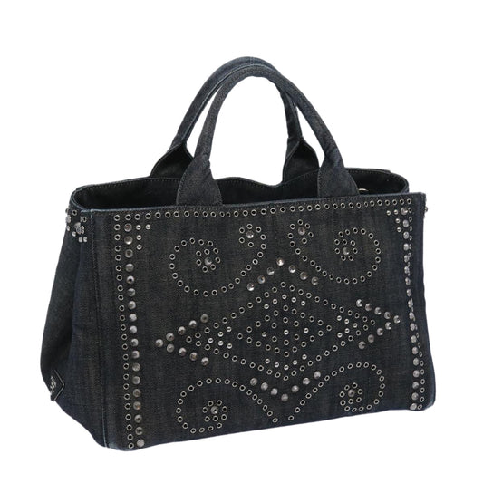 PRADA Bijoux Canapa MM Hand Bag Denim Black  tb1039