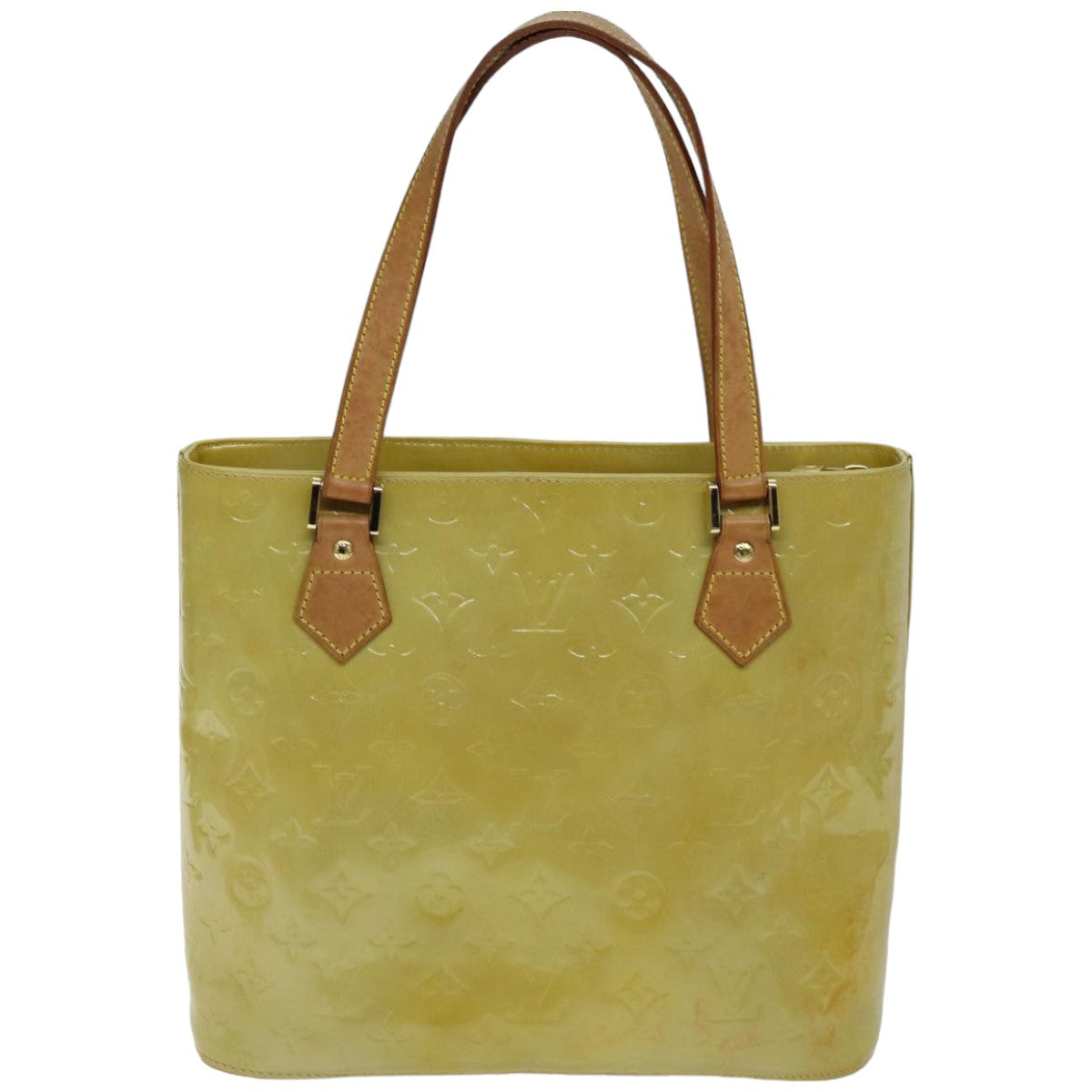LOUIS VUITTON Monogram Vernis Houston Hand Bag Beige M91004 LV tb1093