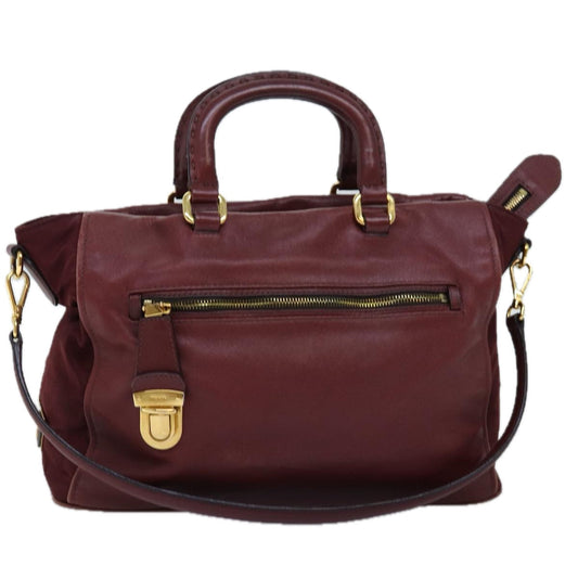 PRADA Hand Bag Leather 2way Red  th4865