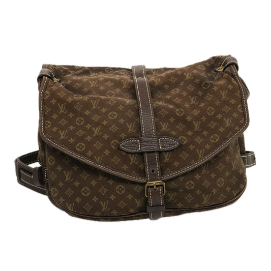 LOUIS VUITTON Monogram Mini Lin Saumur PM Shoulder Bag Ebene M95227 th4927