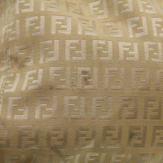 FENDI Zucchino Canvas Shoulder Bag Beige Auth ti732