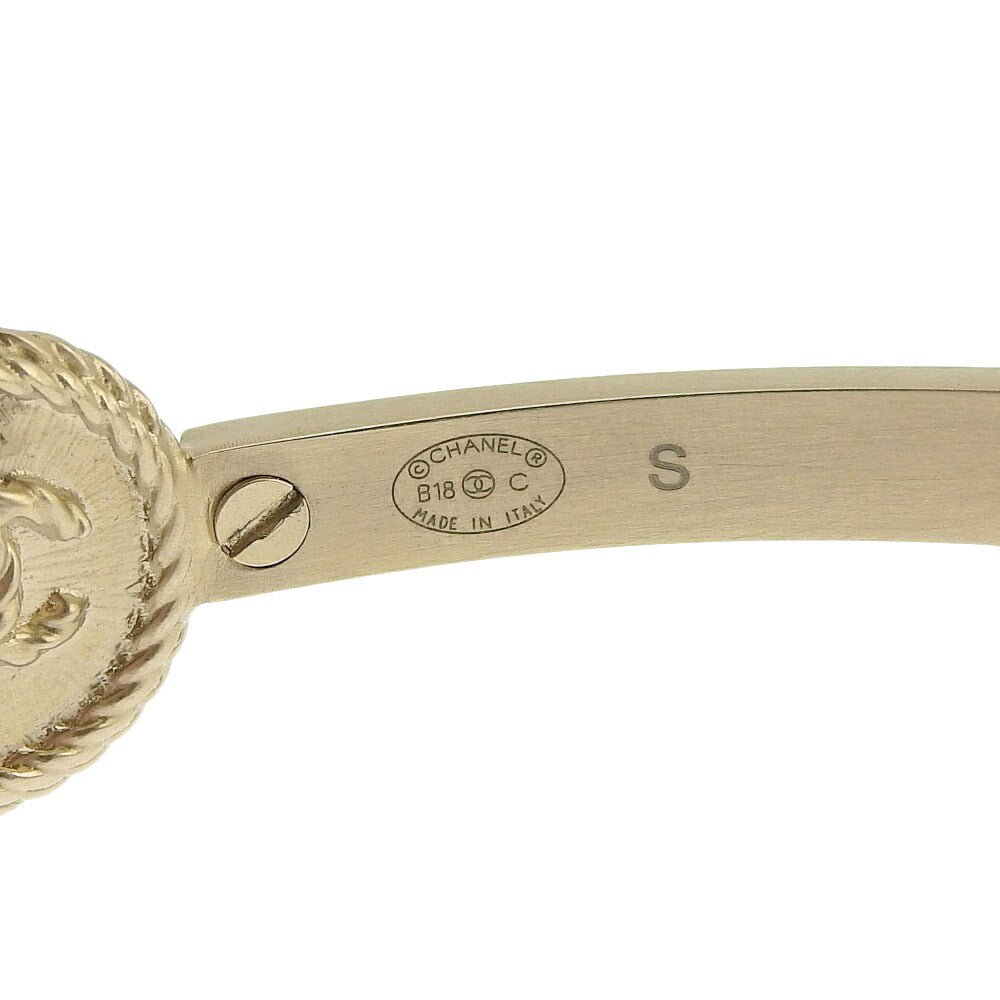 Chanel Coco Mark Bangle with Logo and Faux Pearl S Size