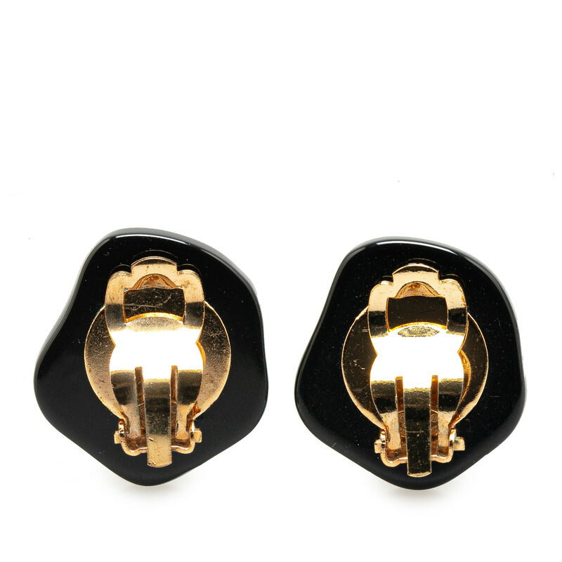 Chanel Camellia Earrings Plastic Black White