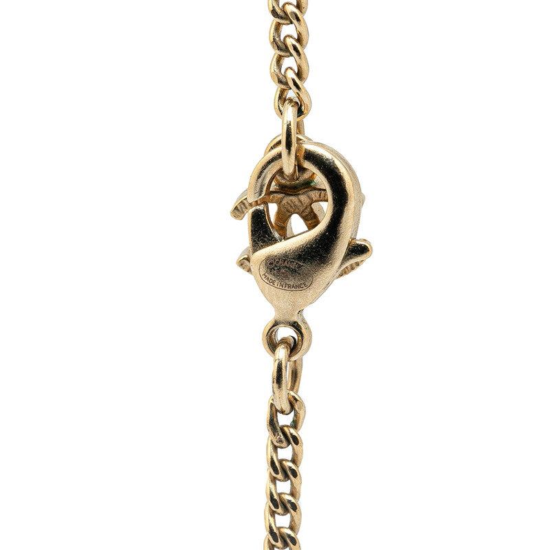 Chanel Coco Mark Rhinestone Necklace Gold