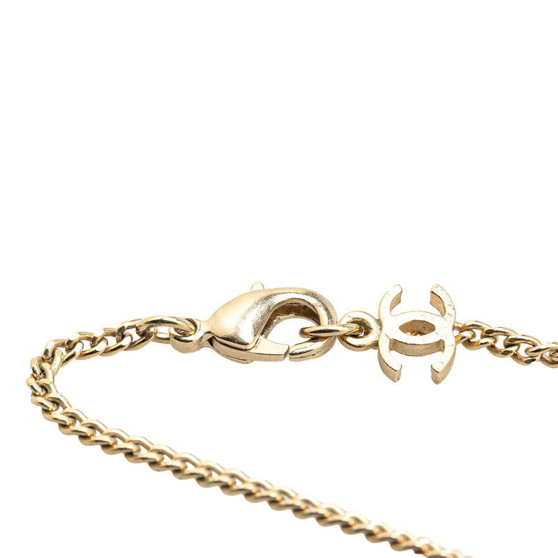 Chanel Coco Mark Rhinestone Necklace Gold