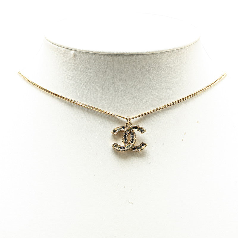 Chanel Coco Mark Rhinestone Necklace Gold