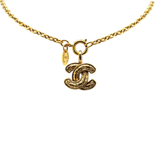 Chanel Coco Mark Matelasse Necklace Gold