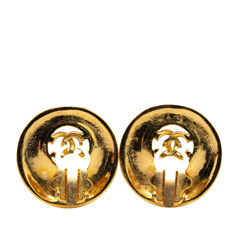 Chanel Vintage Coco Mark Earrings Gold Plated