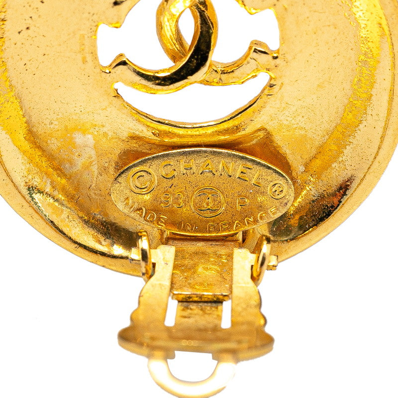Chanel Vintage Coco Mark Earrings Gold Plated
