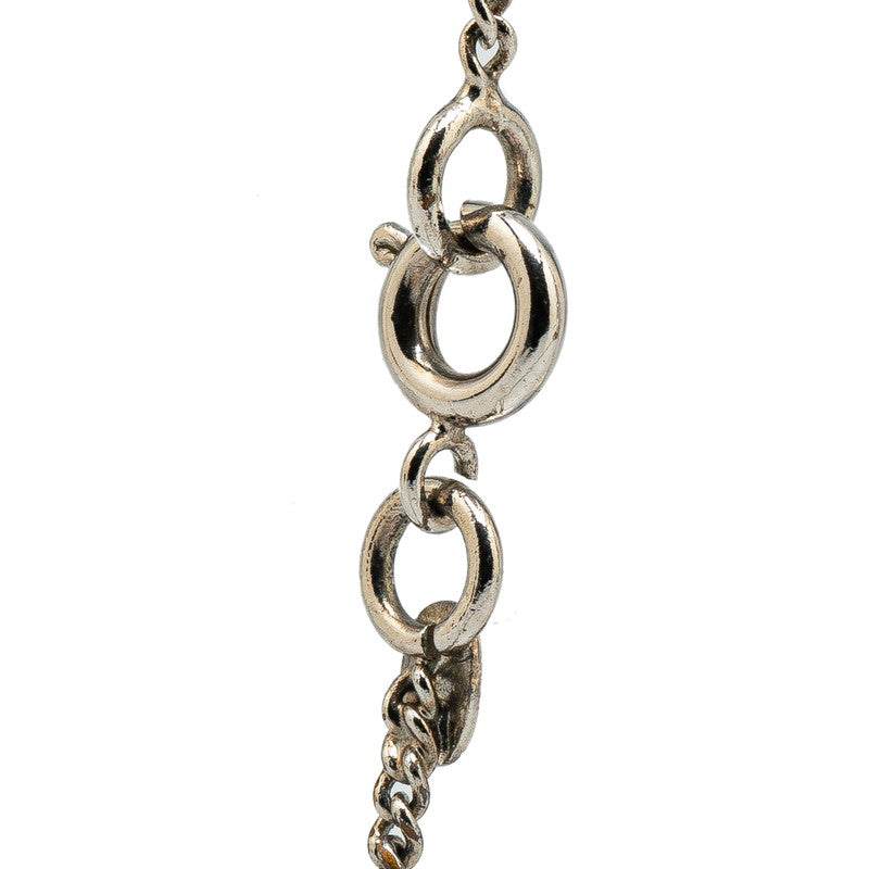 Chanel Heart Motif Necklace Silver Metal