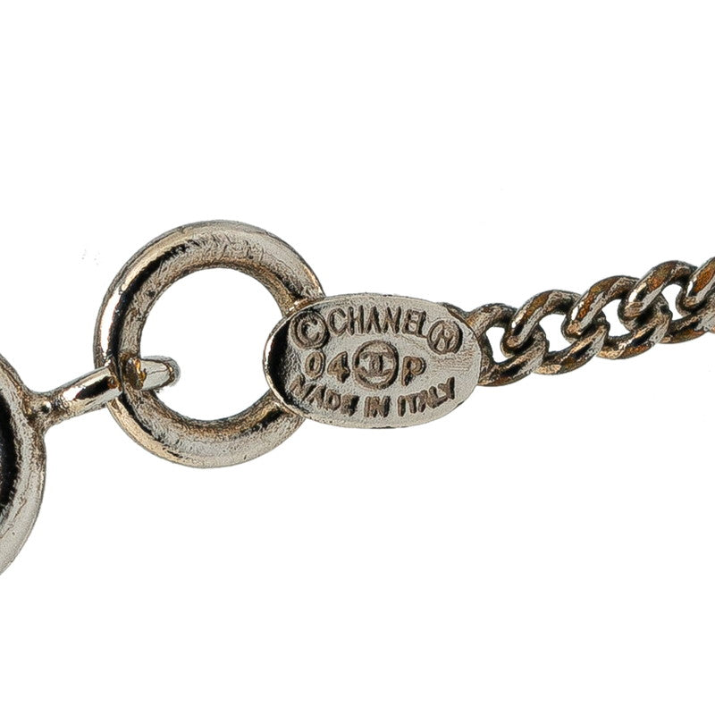 Chanel Heart Motif Necklace Silver Metal