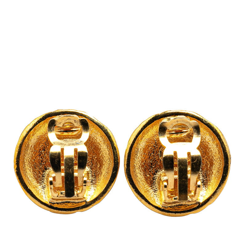 Chanel Vintage Coco Mark Round Earrings Gold