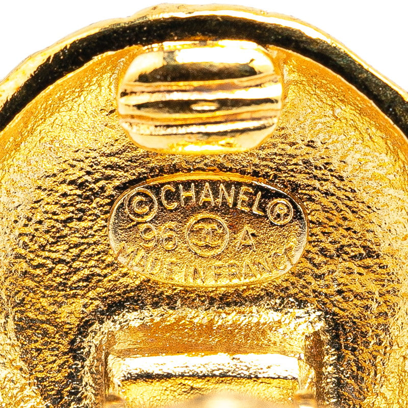 Chanel Vintage Coco Mark Round Earrings Gold