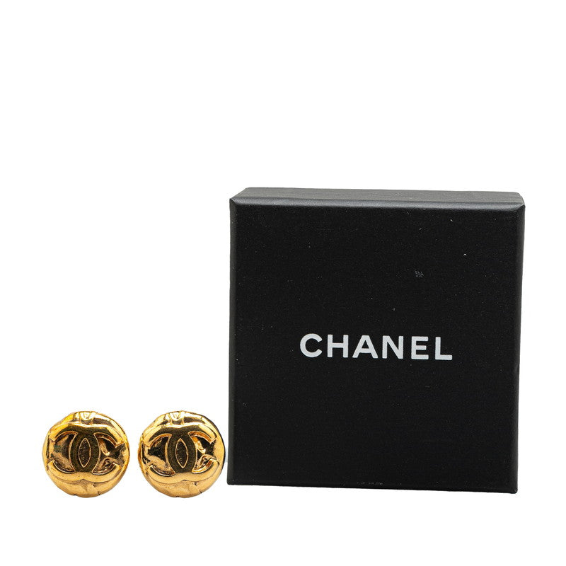 Chanel Vintage Coco Mark Round Earrings Gold