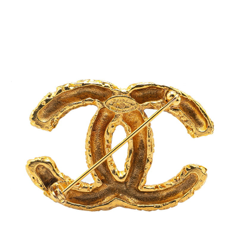 Chanel Vintage Coco Mark Lava Brooch Gold