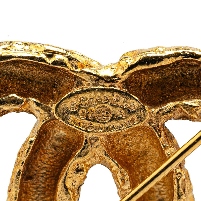 Chanel Vintage Coco Mark Lava Brooch Gold