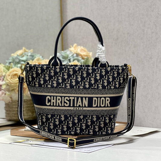 DIOR NEW BASKET BAG BLUE OBLIQUE EMBROIDERY