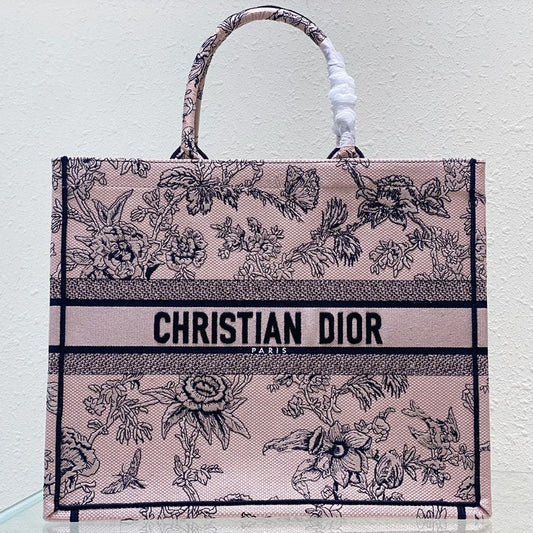 DIOR Large Book Tote 42cm Jardin Botanique Pink