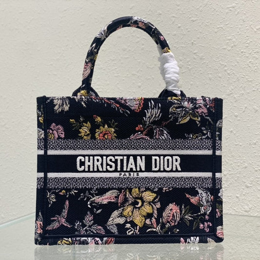 DIOR Small Book Tote 26.5cm Jardin Botanique Black