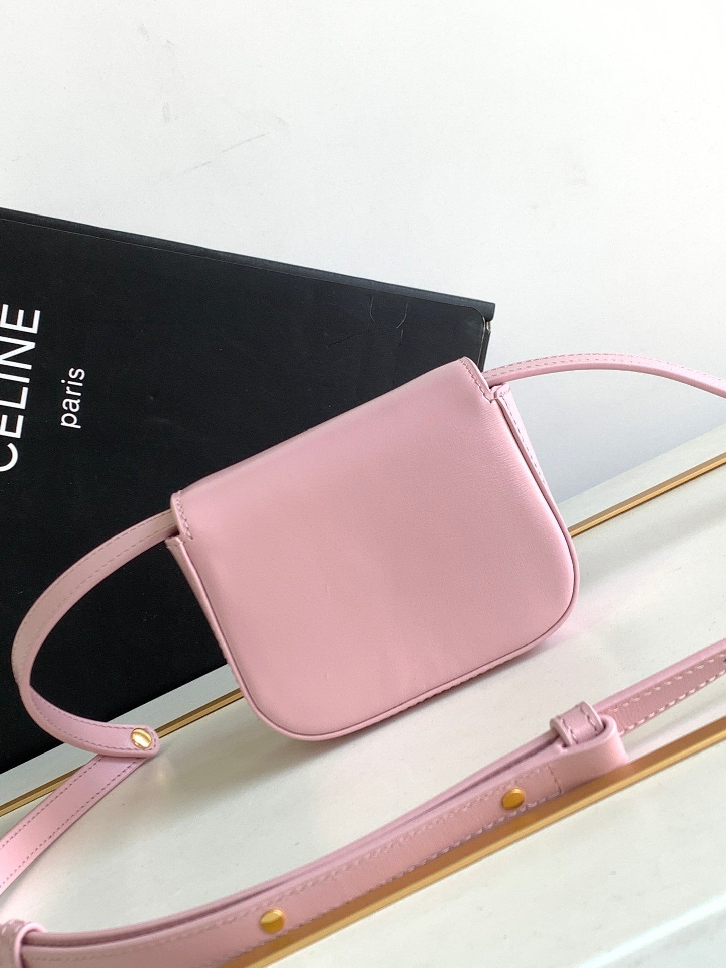 Celine TEEN TRIOMPHE 11CM LIGHT PINK CALFSKIN