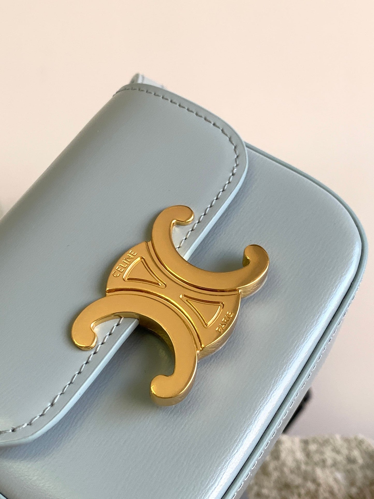 Celine TEEN TRIOMPHE 11CM LIGHT BLUE CALFSKIN