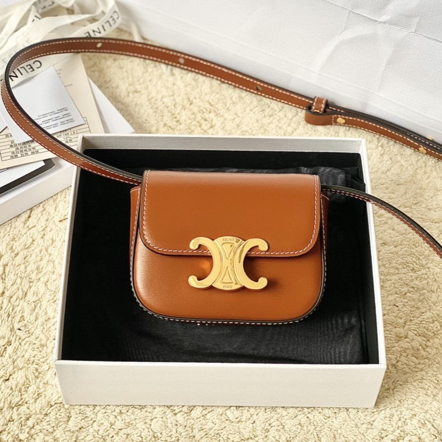 Celine TEEN TRIOMPHE 11CM ORANGE CALFSKIN