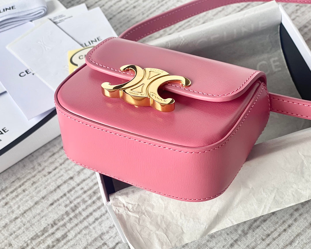 Celine TEEN TRIOMPHE 11CM PINK CALFSKIN