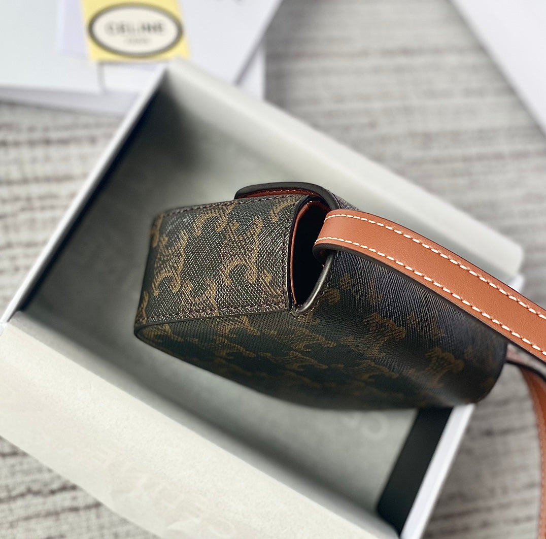 Celine TEEN TRIOMPHE 11CM BROWN MONOGRAM CALFSKIN