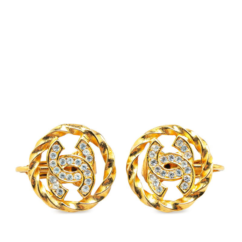Chanel Vintage Coco Mark Rhinestone Earrings