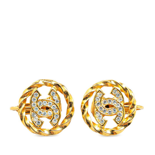 Chanel Vintage Coco Mark Rhinestone Earrings