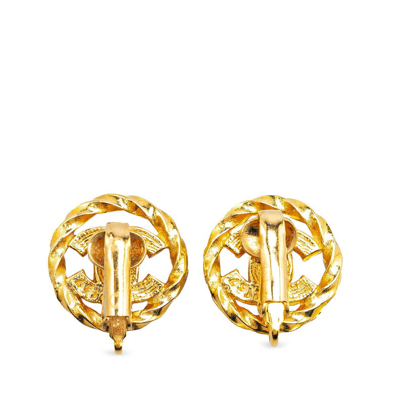 Chanel Vintage Coco Mark Rhinestone Earrings