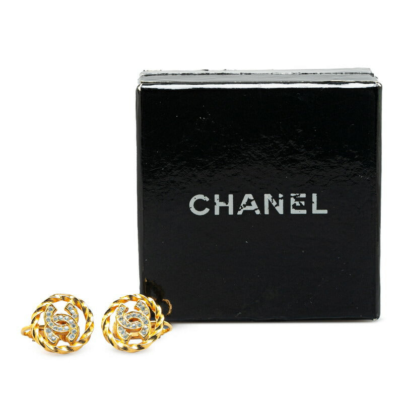 Chanel Vintage Coco Mark Rhinestone Earrings