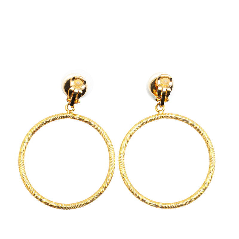 Chanel Coco Mark Pearl Hoop Earrings