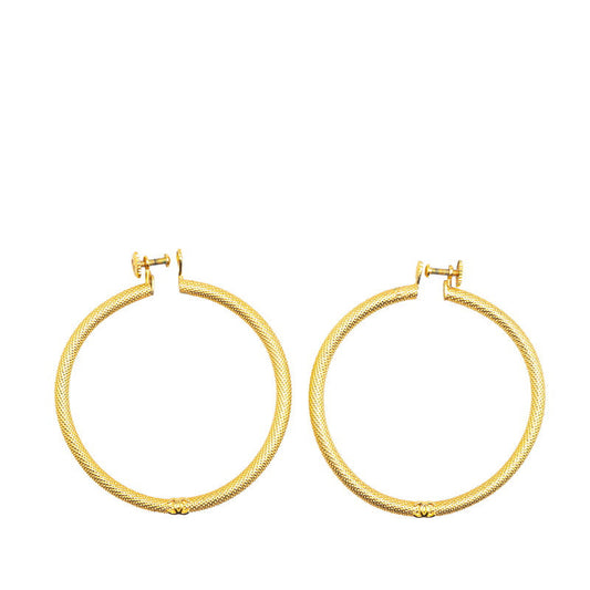 Chanel Vintage Coco Mark Hoop Earrings Gold