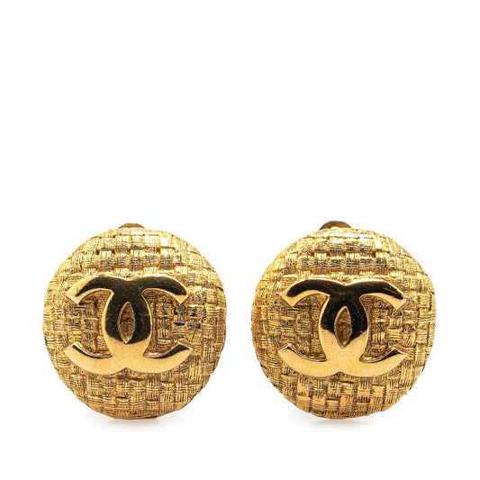 Chanel Vintage Coco Mark Gold Earrings