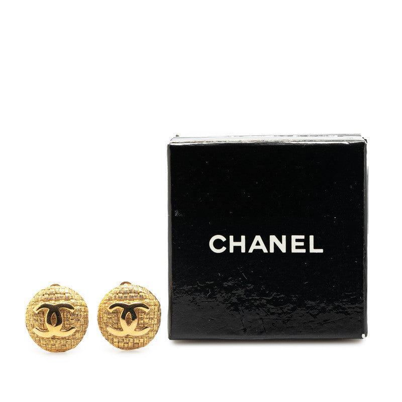 Chanel Vintage Coco Mark Gold Earrings