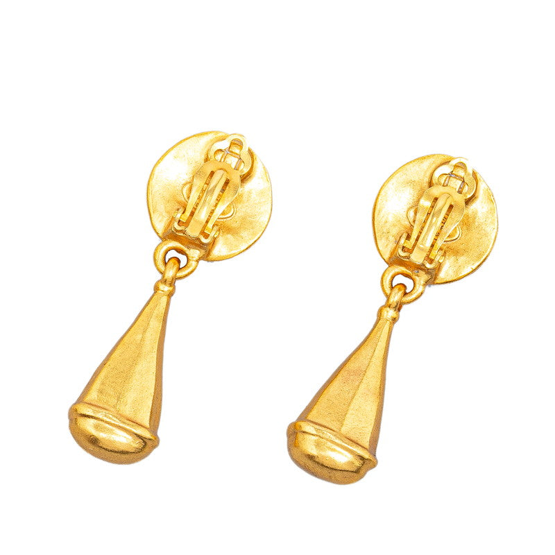 Chanel Vintage Coco Mark Earrings Gold Plated