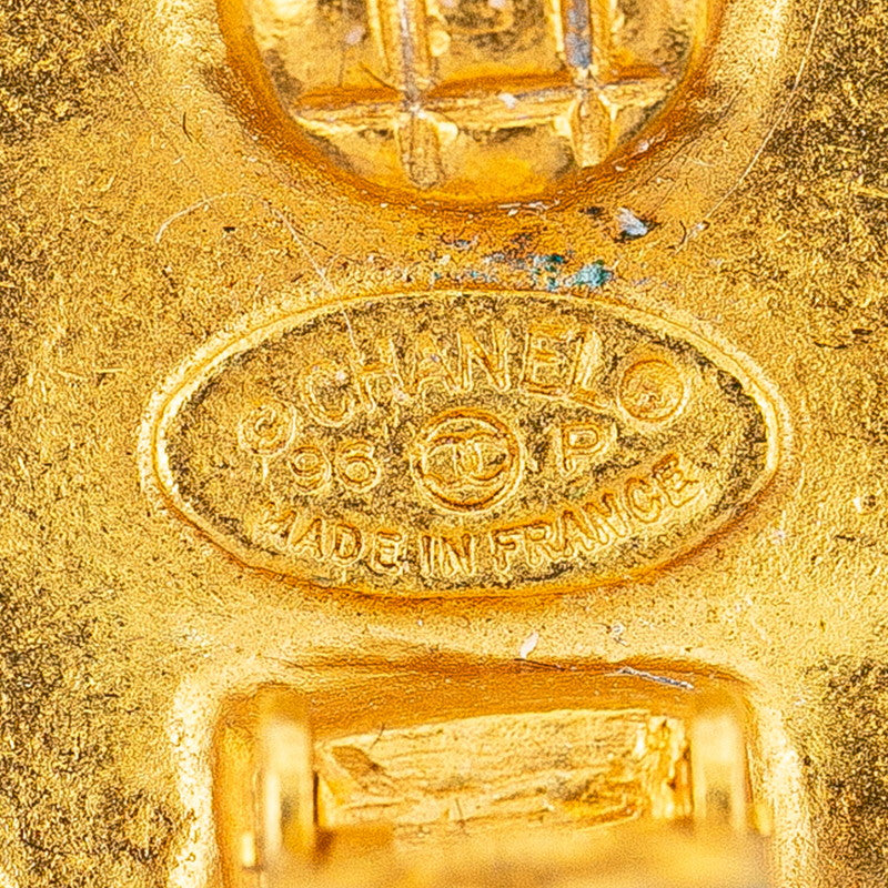 Chanel Vintage Coco Mark Earrings Gold Plated